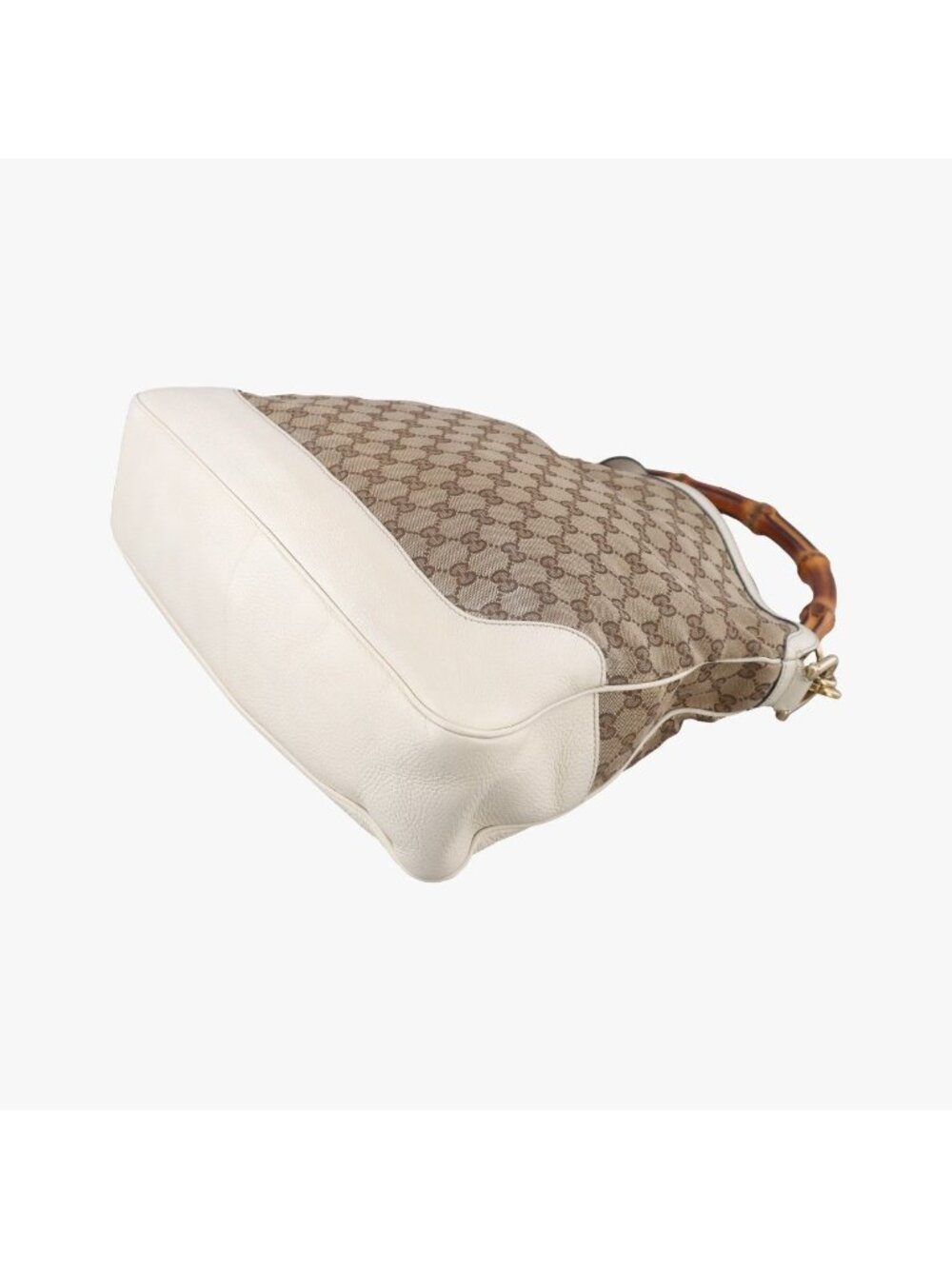 Gucci Bamboo Beige White Canvas Leather - Picture 6 of 16